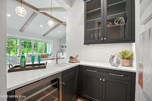354 River Breeze Dr Lot 3, Ponte Vedra, FL 32081 - bar area with beverage cooler and pendant lighting