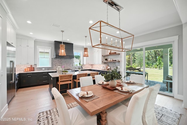 354 River Breeze Dr Lot 3, Ponte Vedra, FL 32081 - dining room featuring crown molding, light wood-style floors, recessed lighting, and a chandelier