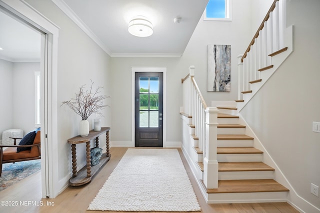354 River Breeze Dr Lot 3, Ponte Vedra, FL 32081 - entryway with wood finished floors, stairway, and ornamental molding