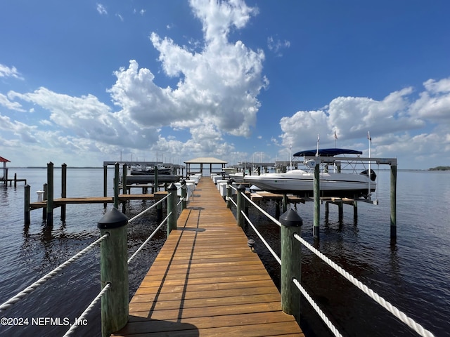 view of dock featuring a water view