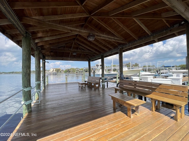 dock area featuring a water view