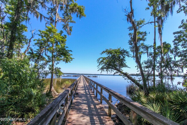 dock area with a water view