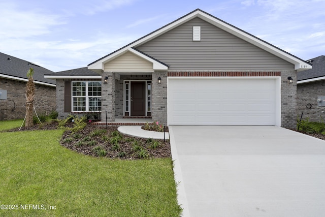 3145 Forest View Ln, Green Cove Springs, FL 32043 - ranch-style home featuring brick siding, driveway, a garage, and a front yard