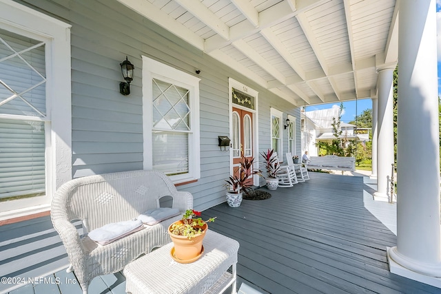 deck with a porch