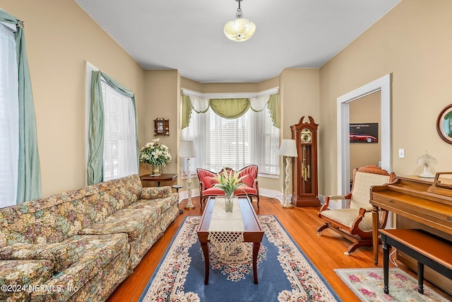 living area featuring light hardwood / wood-style flooring