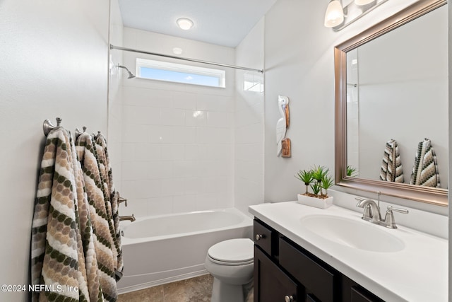 full bathroom with toilet, shower / washtub combination, and vanity