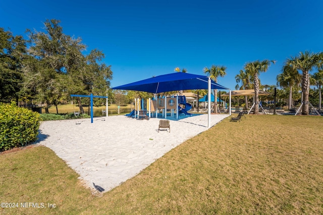 view of play area with a lawn