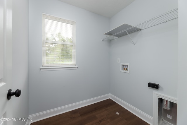 laundry room featuring washer hookup and hardwood / wood-style floors