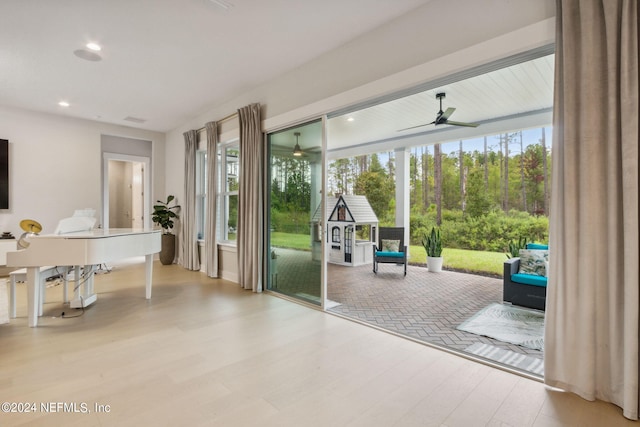 doorway featuring light hardwood / wood-style flooring and a wealth of natural light