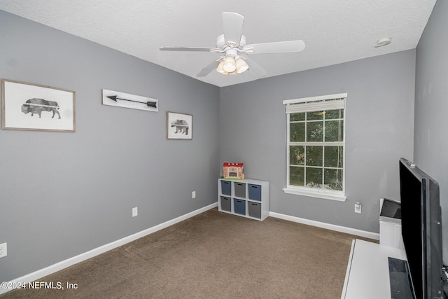 635 Briar View Dr, Orange Park, FL 32065 - interior space featuring baseboards, a textured ceiling, ceiling fan, and carpet