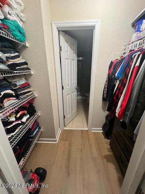 spacious closet with light wood-type flooring