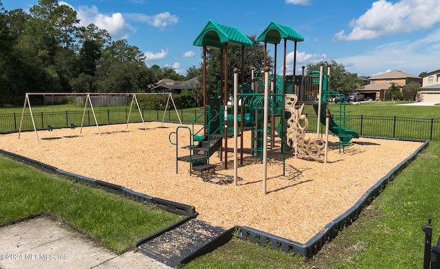 view of play area with a lawn