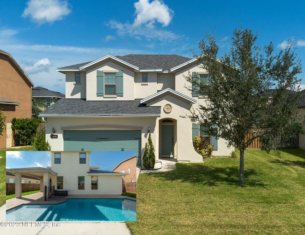 1435 Nochaway Dr, Saint Augustine, FL 32092 - exterior space with a garage and a front yard