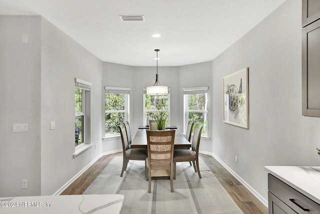 dining room with light hardwood / wood-style flooring