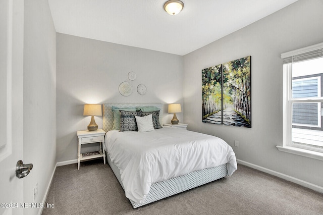 bedroom featuring carpet floors and multiple windows