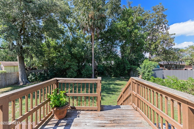 deck with a lawn