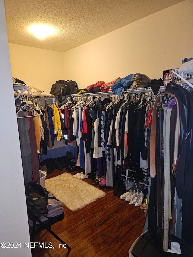 walk in closet featuring hardwood / wood-style flooring