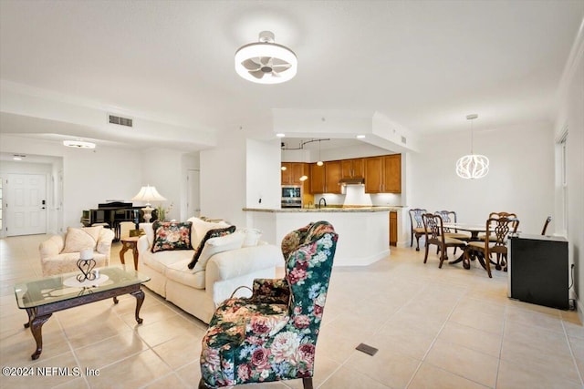 view of tiled living room