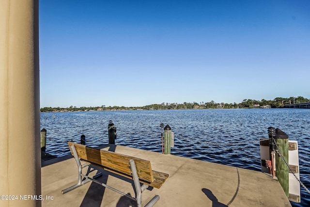 dock area featuring a water view