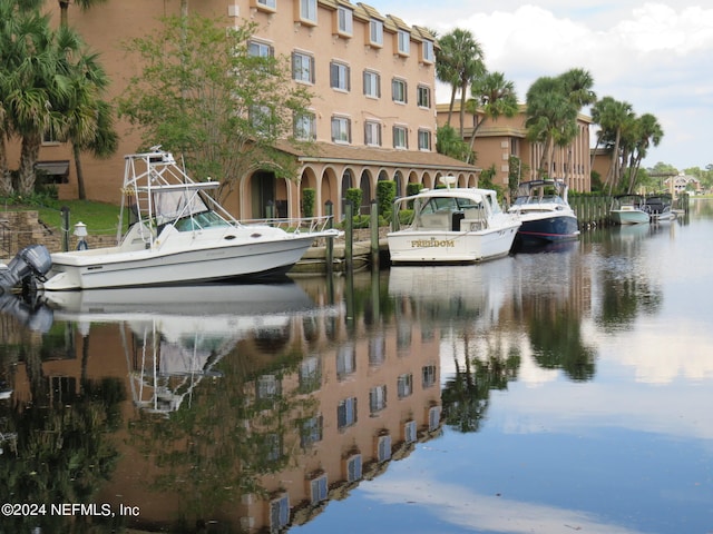 exterior space featuring a water view