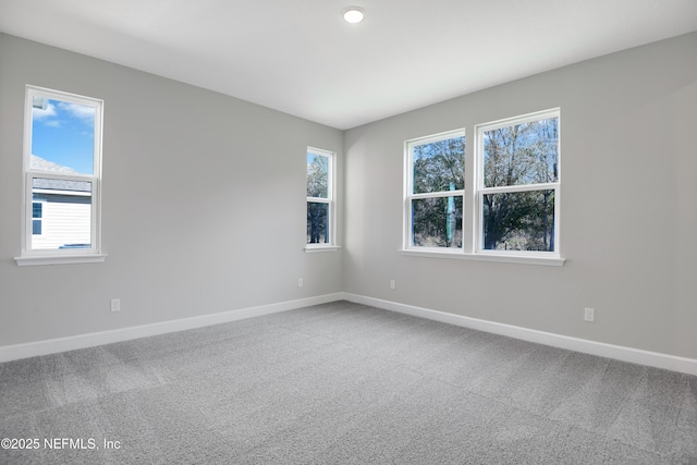 empty room with a healthy amount of sunlight and carpet floors