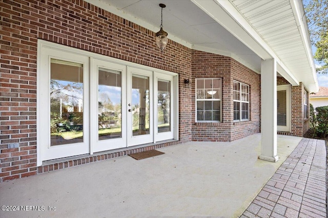 view of patio featuring french doors