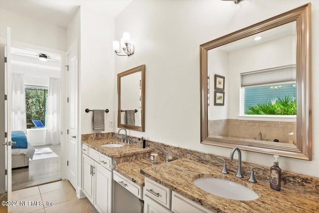 bathroom featuring vanity and tile patterned floors