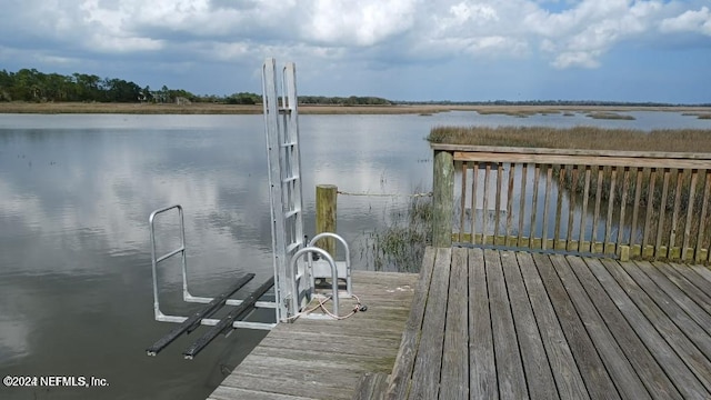 view of dock featuring a water view