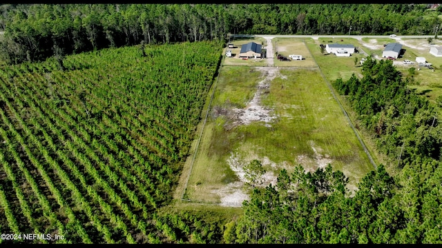 birds eye view of property with a rural view