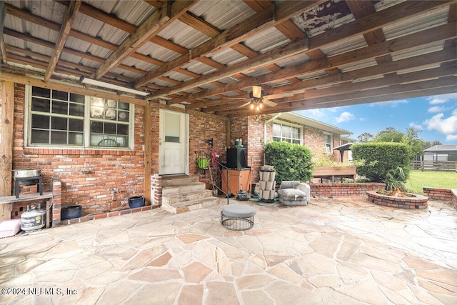 view of patio with ceiling fan