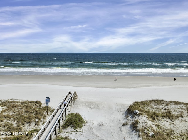 view of water feature with a view of the beach