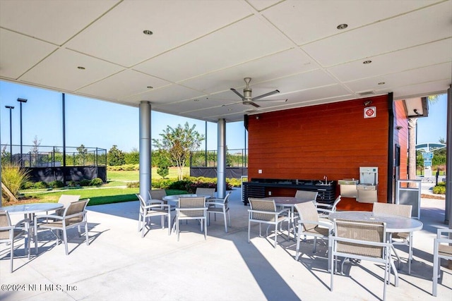 view of patio with ceiling fan