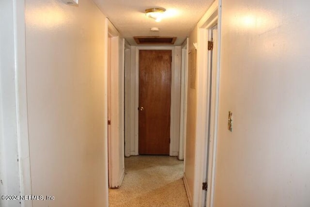 hallway featuring a textured ceiling