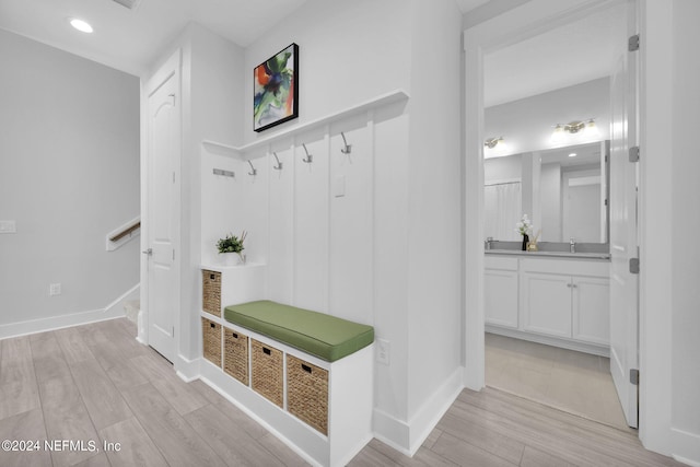 mudroom featuring light hardwood / wood-style floors