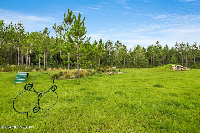 view of community featuring a lawn