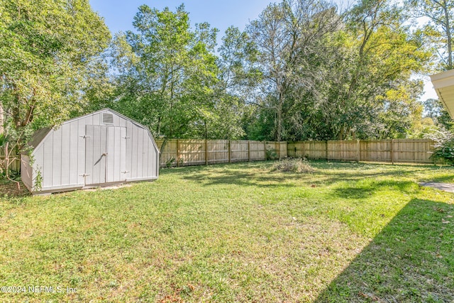 view of yard with a storage unit