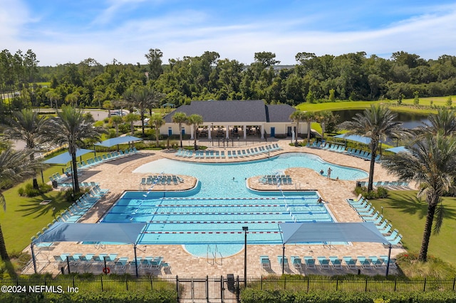 view of pool featuring a patio