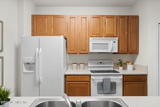 kitchen with white appliances and sink