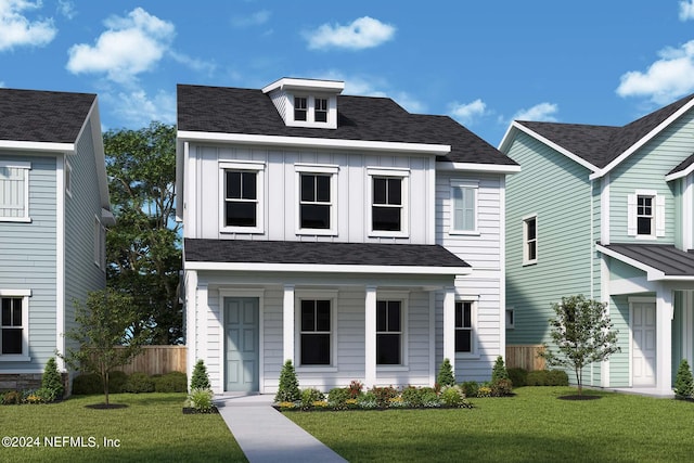 view of front of home featuring a front yard