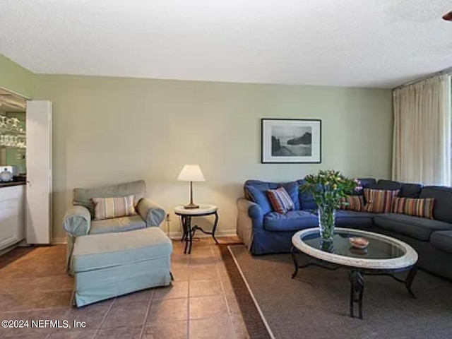 view of tiled living room