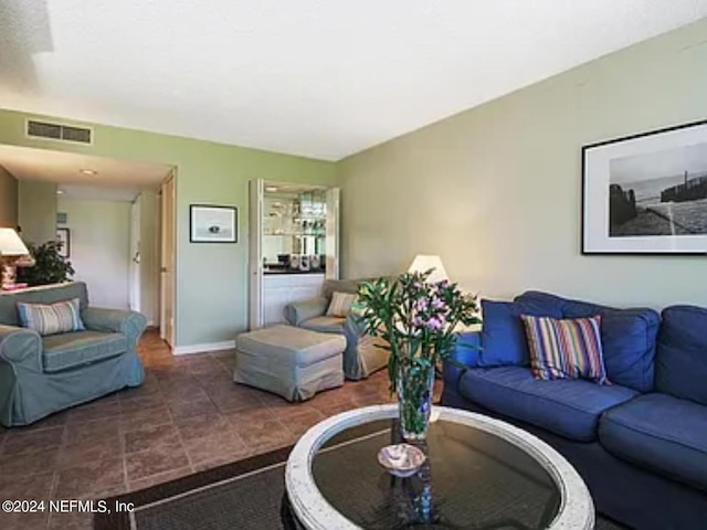 view of tiled living room