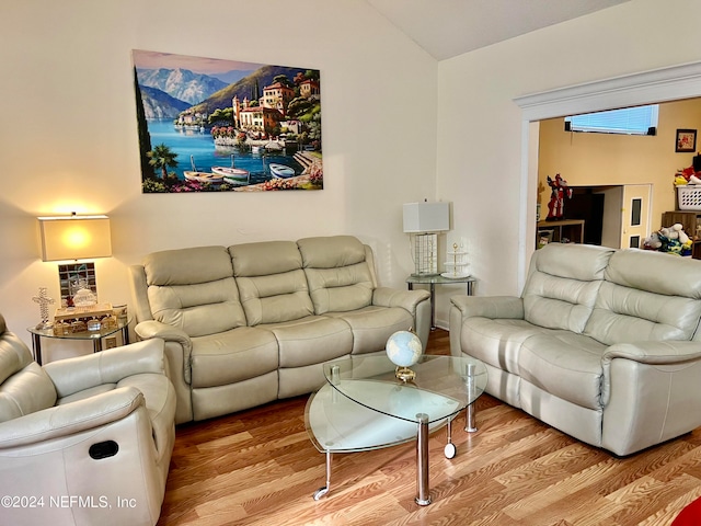 living room with light hardwood / wood-style floors