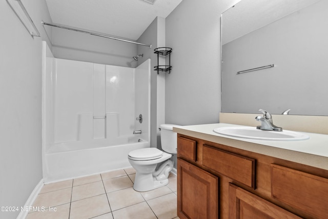 full bathroom featuring shower / bathtub combination, tile patterned flooring, vanity, and toilet