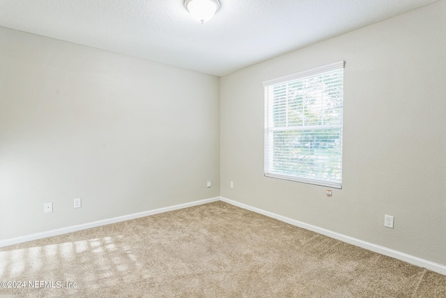 unfurnished room with light carpet