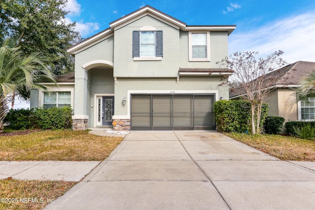 view of property with a garage