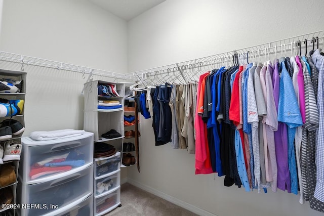 spacious closet with carpet flooring