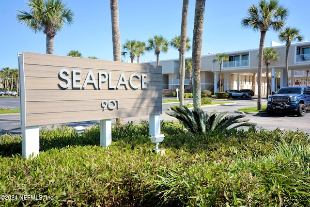 view of community sign