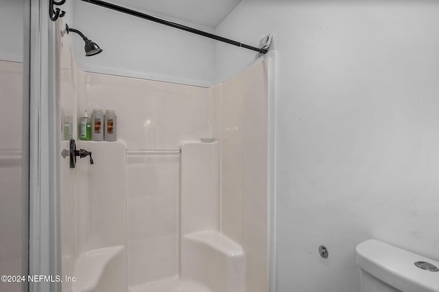 bathroom with toilet and a shower