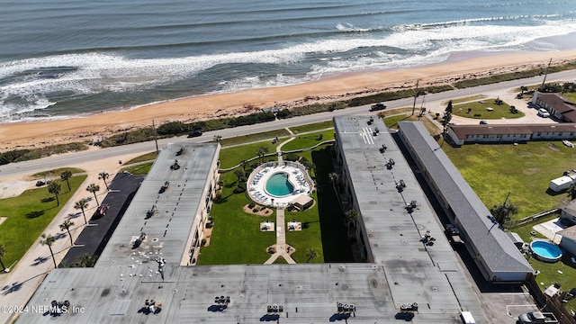 aerial view with a view of the beach and a water view