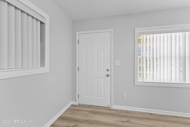 interior space with light hardwood / wood-style flooring